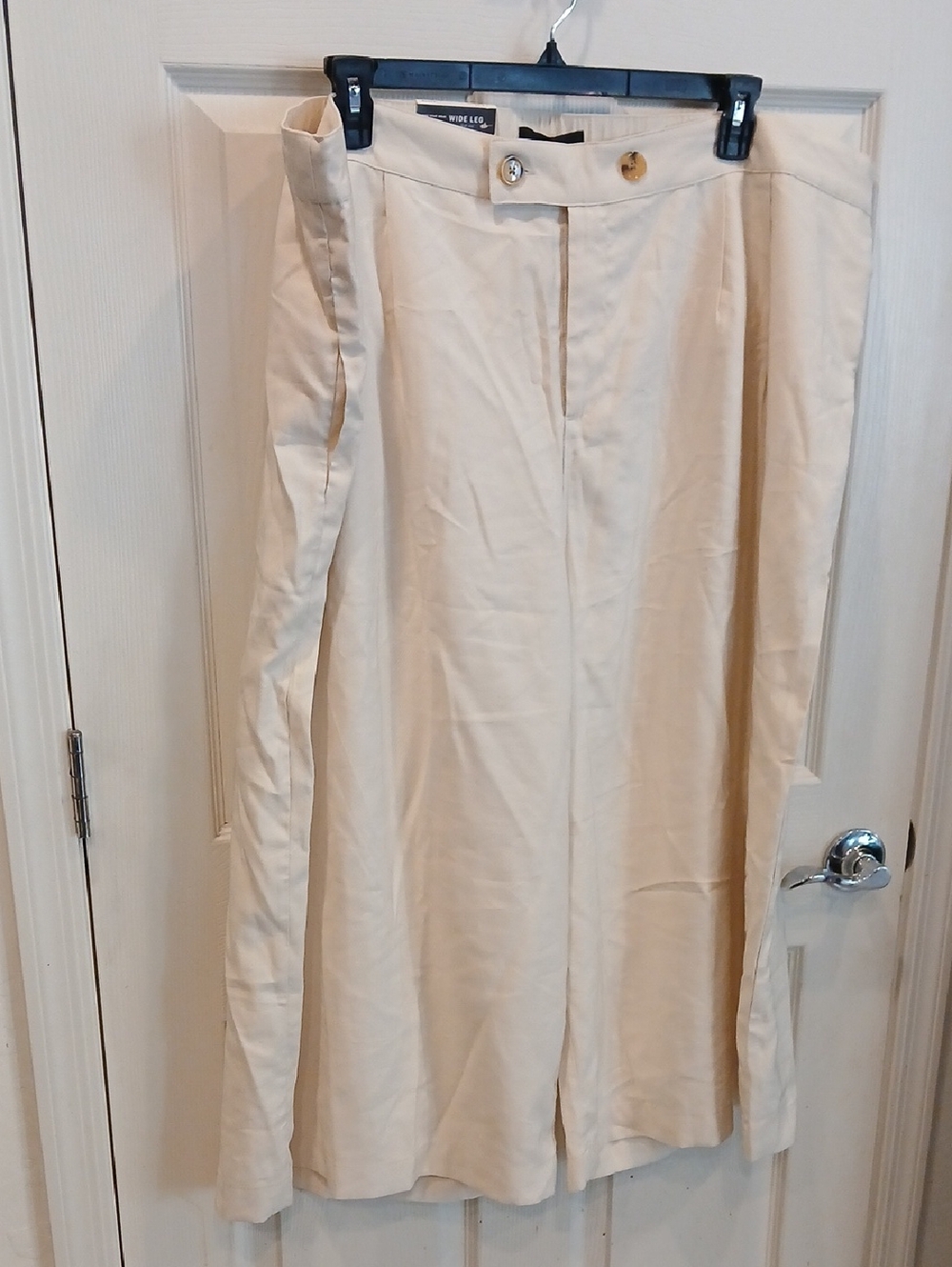 Who What Wear Wide-Leg Cream High-Rise Trousers